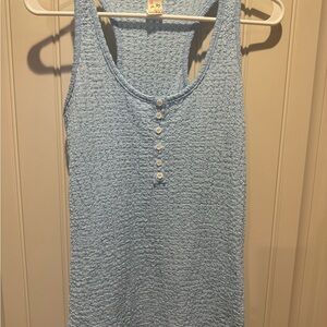 Blue Textured Sleeveless Top